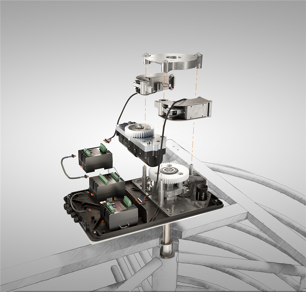 Modułowy mechanizm (elektro)mechaniczny bramy obrotowej