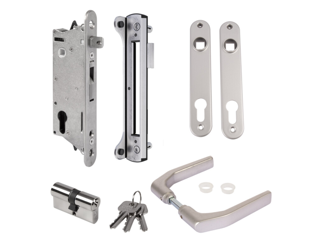 Komplettes Set mit Sixtylock Einsteckschloss für Metall-, PVC und Aluminium-Tore