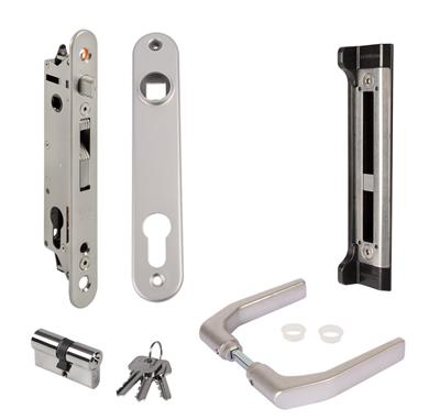 Complete insert lock set with keep for metal, PVC or aluminium gates