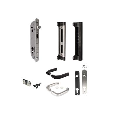 Complete insert lock set with keep for metal, PVC or aluminium gates