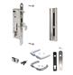 Complete, stainless steel insert lock set for metal and aluminium gates